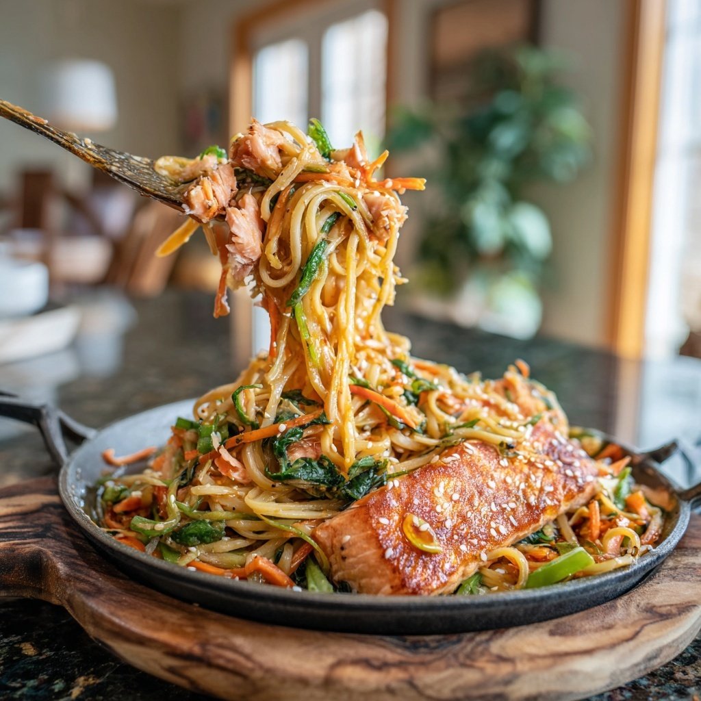 Sesame Ginger Salmon Noodle Salad