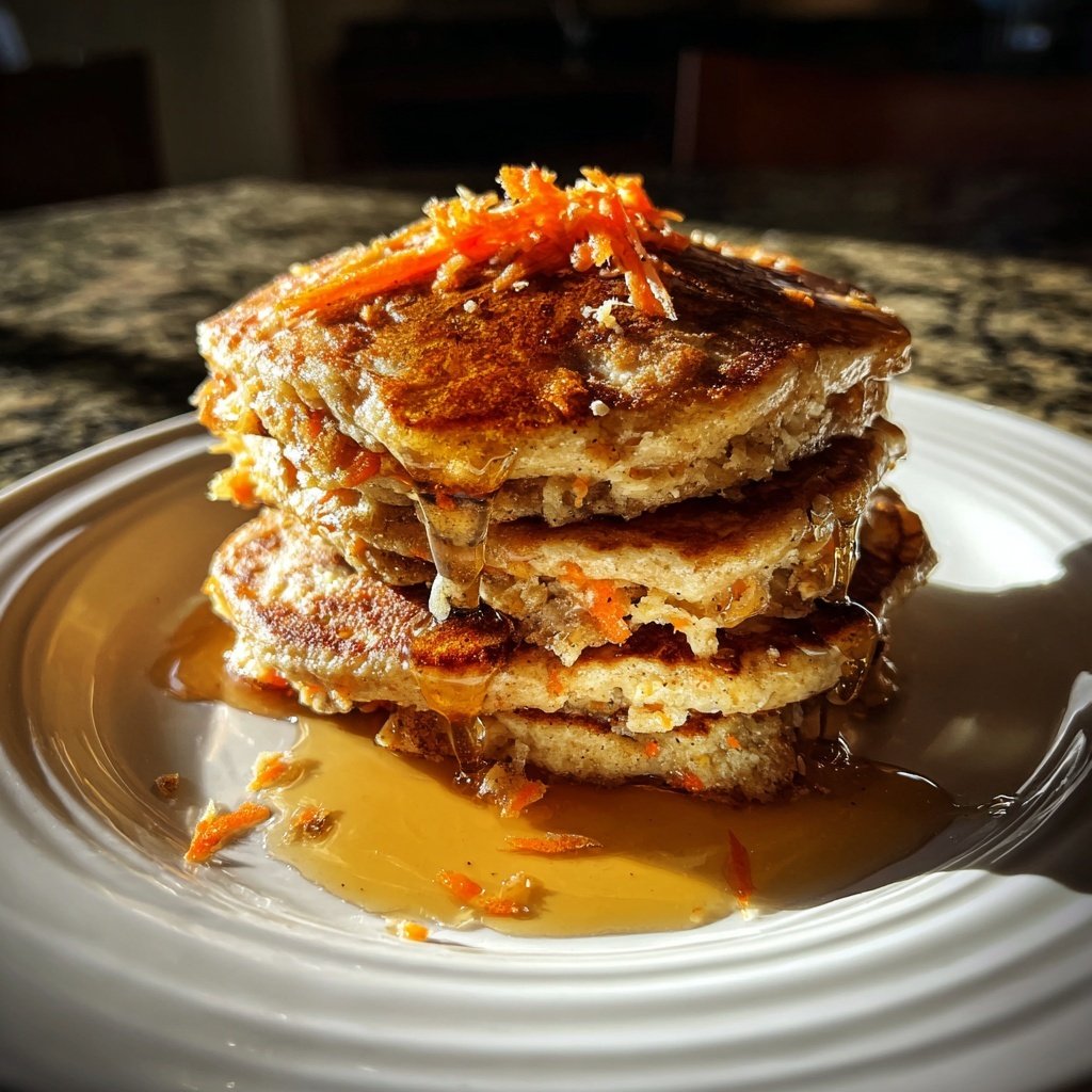 Carrot Cake Pancakes with Syrup