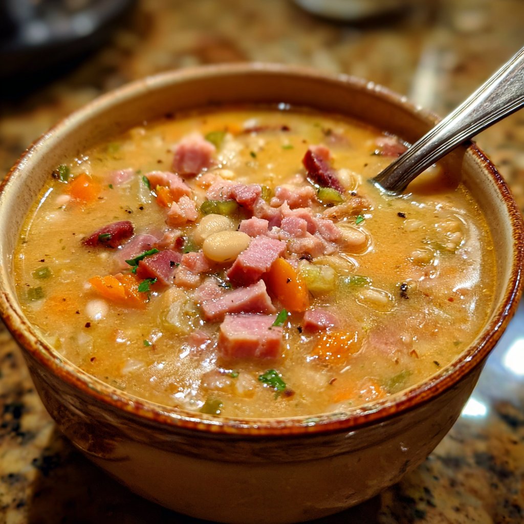 Ham and Bean Soup with Slow Simmered Ham
