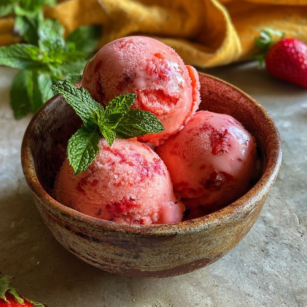 Strawberry Mint Sorbet Surprise