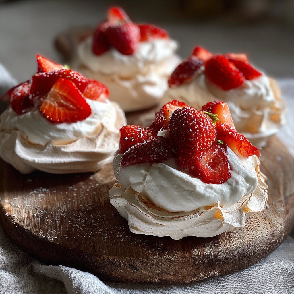 Strawberry Meringue Nests