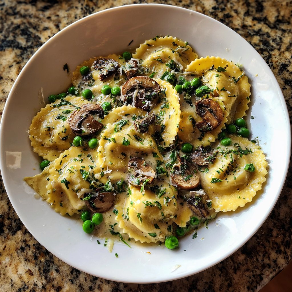 Bertolli Mushroom Ravioli with Peas