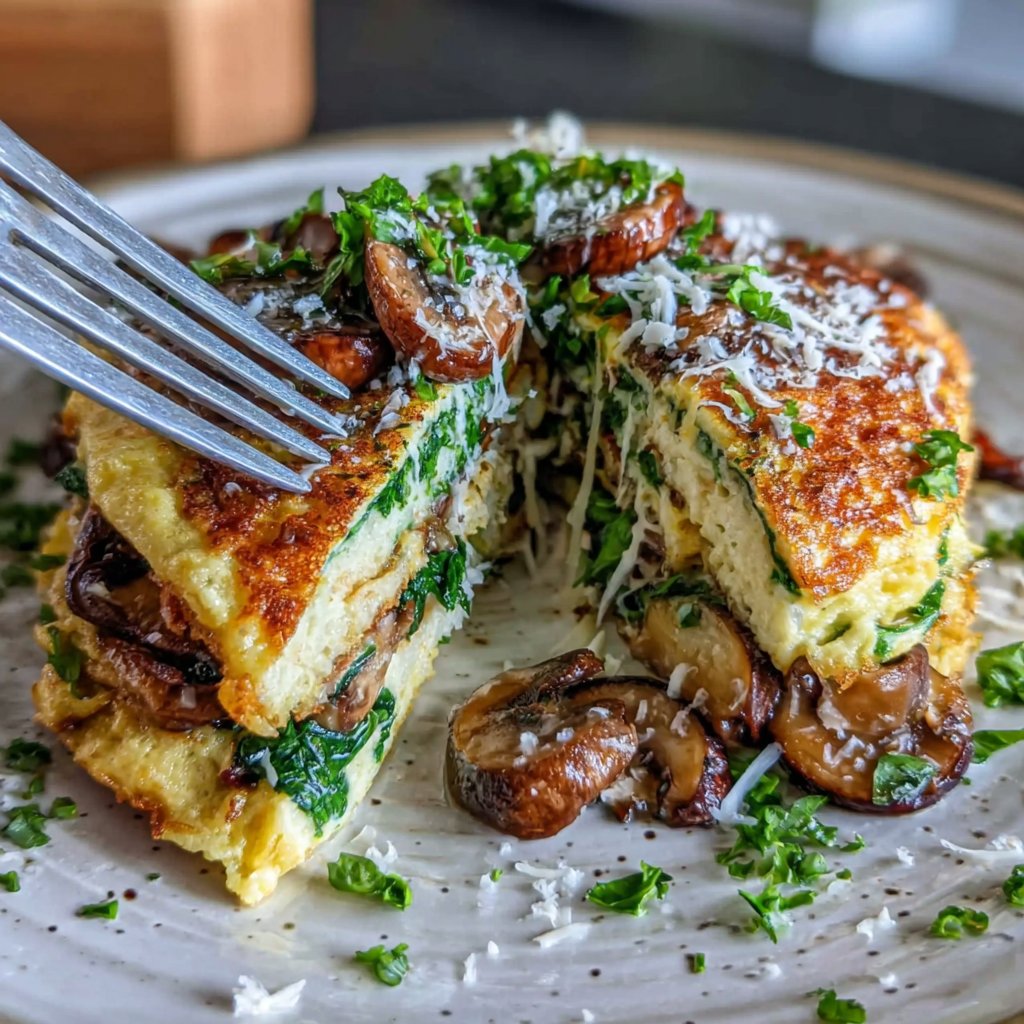 Spinach Mushroom Omelet Plate