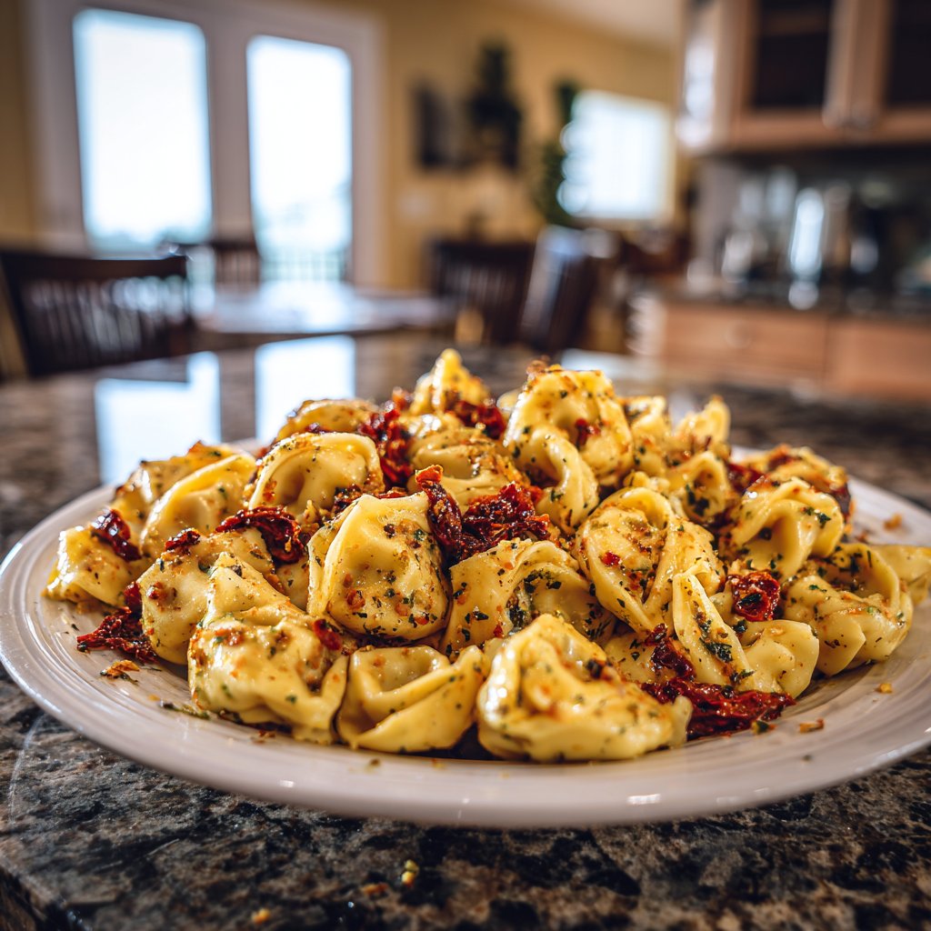 Garlic Steak Tortellini with Sun-Dried Tomatoes